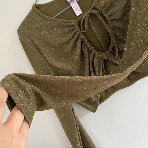 Savage X Fenty Sleep And Shine Long Sleeve Crop Tee In Green Size Large - Picture 3 of 7